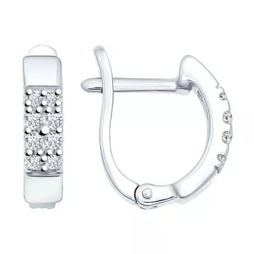 Серьги из серебра с фианитами