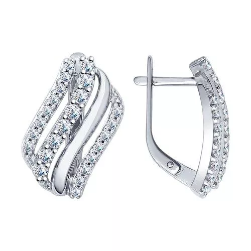 Серьги из серебра с фианитами