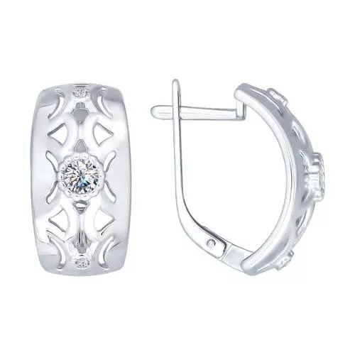 Серьги из серебра с фианитами