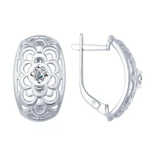 Серьги из серебра с фианитами