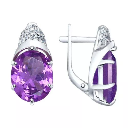 Серьги из серебра с ситаллами и фианитами