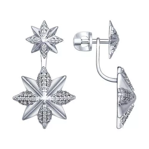 Серьги из серебра с фианитами