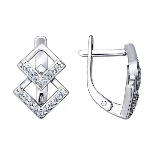 Серьги из серебра с фианитами