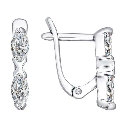 Серьги из серебра с фианитами