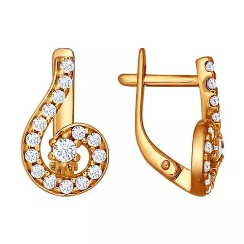 Серьги из золочёного серебра с фианитами