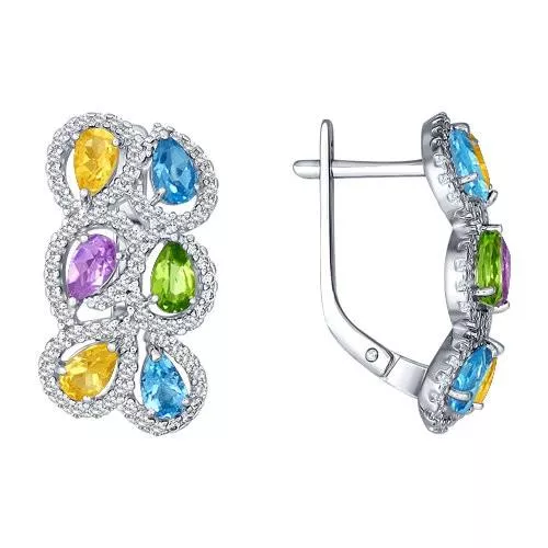 Серьги из серебра с миксом камней