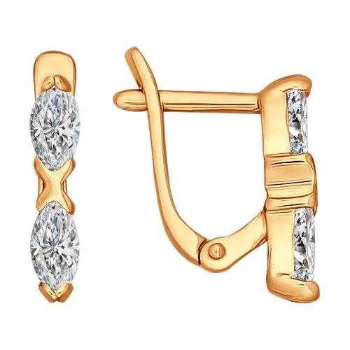 Серьги из золочёного серебра с фианитами