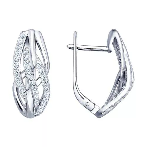 Серьги из серебра с фианитами