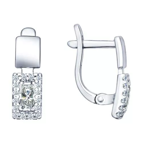 Серьги из серебра с фианитами