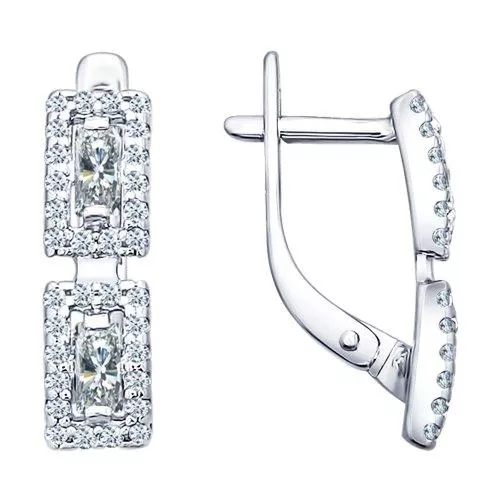 Серьги из серебра с фианитами