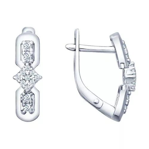Серьги из серебра с фианитами