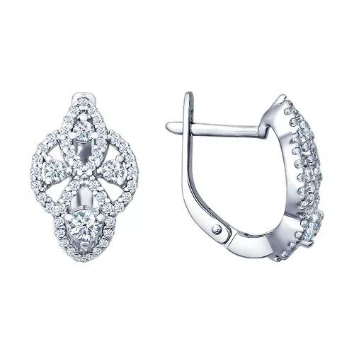 Серьги из серебра с фианитами