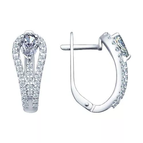 Серьги из серебра с фианитами