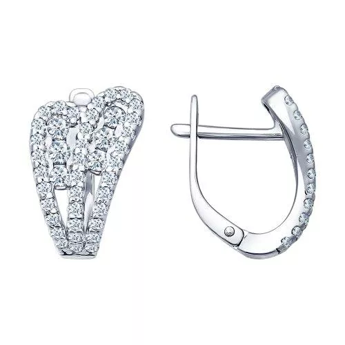Серьги из серебра с фианитами