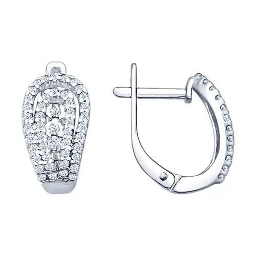Серьги из серебра с фианитами