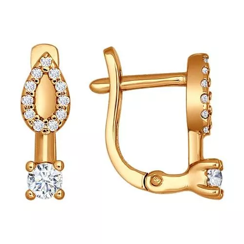 Серьги из золочёного серебра с фианитами