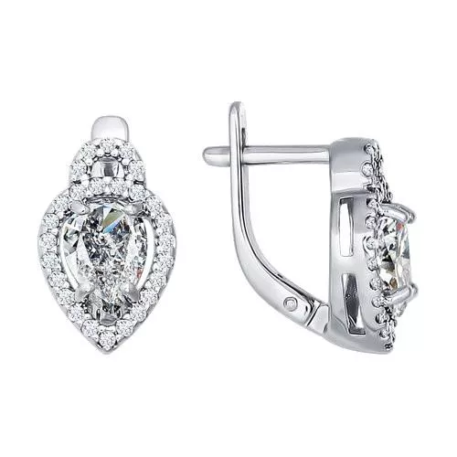 Серьги из серебра с фианитами