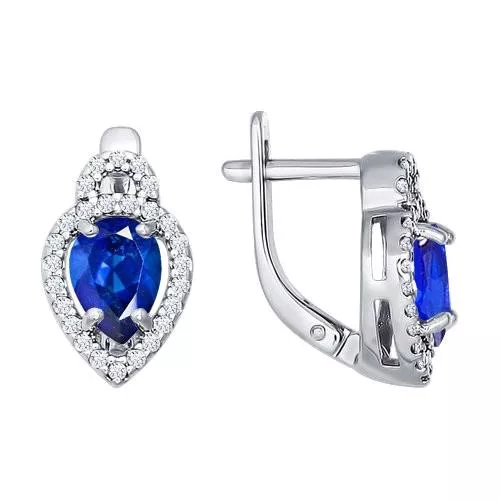 Серьги из серебра с синими фианитами