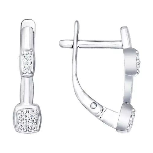 Серьги из серебра с фианитами