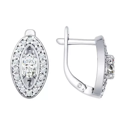 Серьги из серебра с фианитами