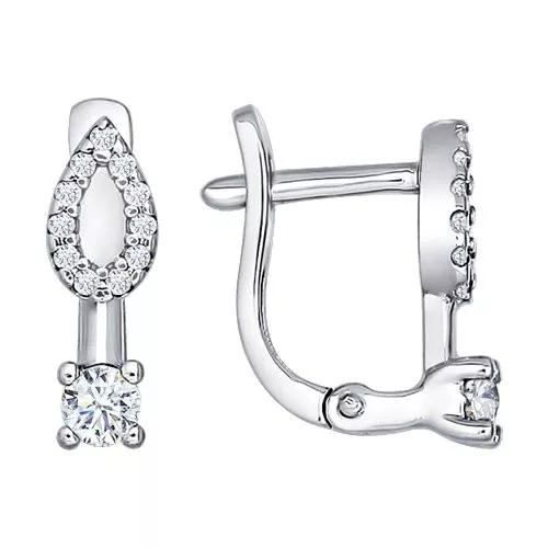 Серьги из серебра с фианитами