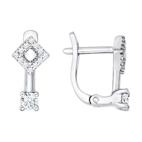 Серьги из серебра с фианитами