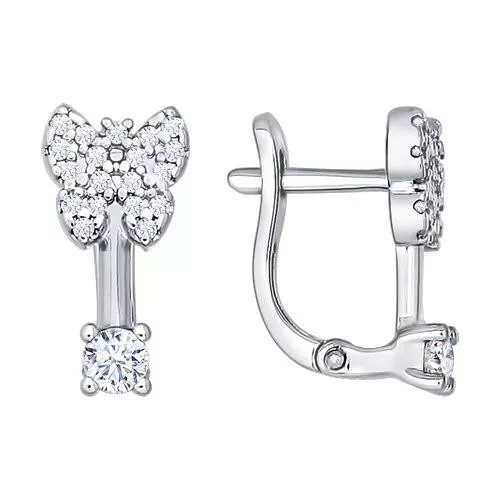 Детские серьги из серебра с фианитами