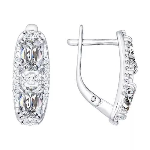 Серьги из серебра с фианитами
