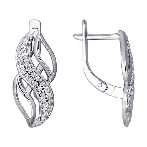 Серьги из серебра с фианитами