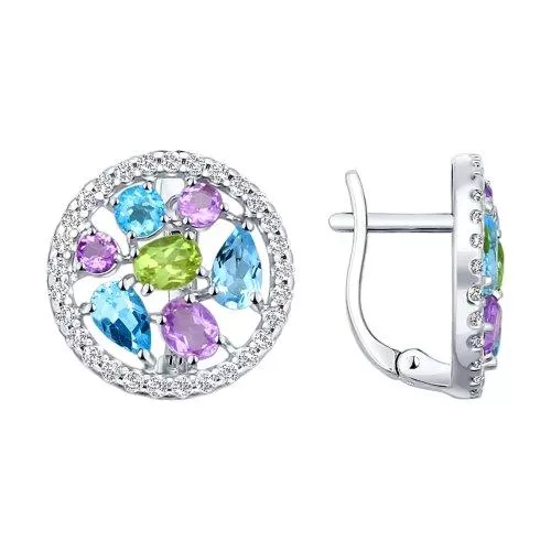 Серьги из серебра с миксом камней