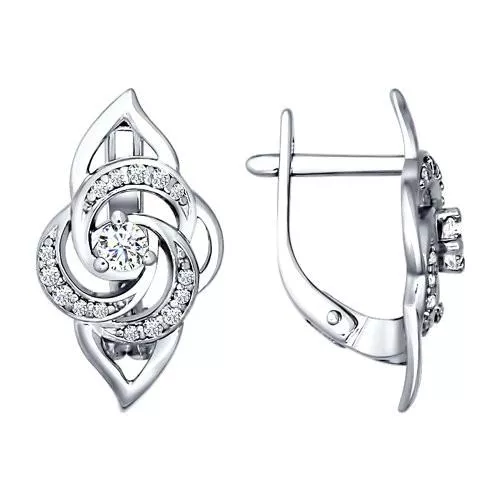 Серьги из серебра с фианитами