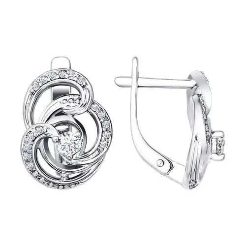 Серьги из серебра с фианитами