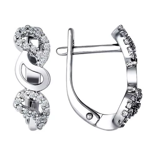 Серьги из серебра с фианитами