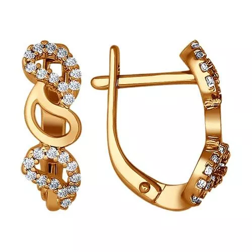 Серьги из золочёного серебра с фианитами