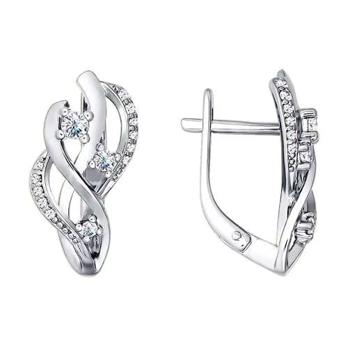 Серьги из серебра с фианитами