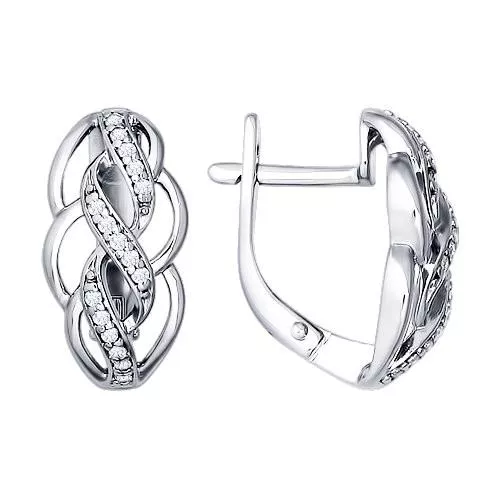 Серьги из серебра с фианитами