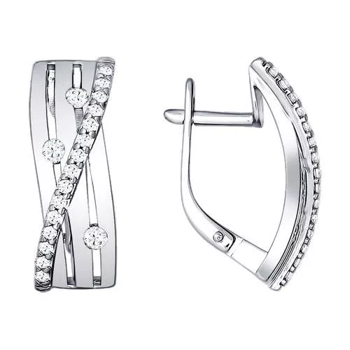 Серьги из серебра с фианитами