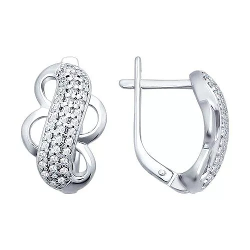 Серьги из серебра с фианитами