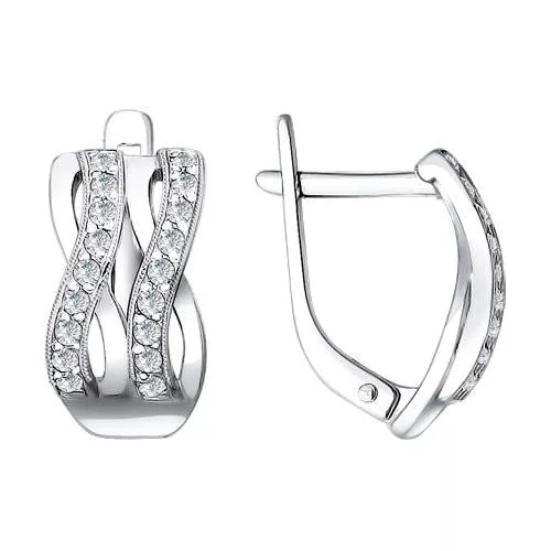Серьги из серебра с фианитами