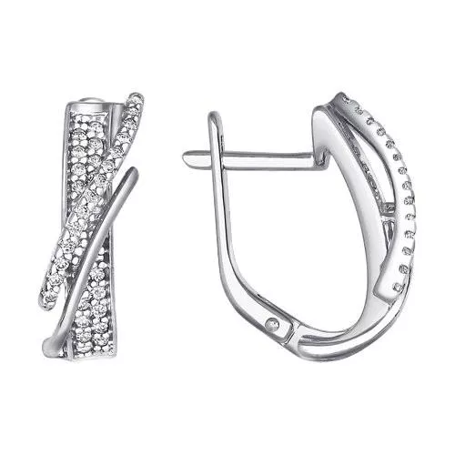 Серьги из серебра с фианитами