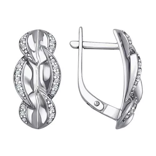 Серьги из серебра с фианитами