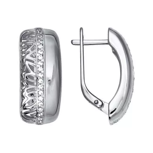 Серьги из серебра с фианитами