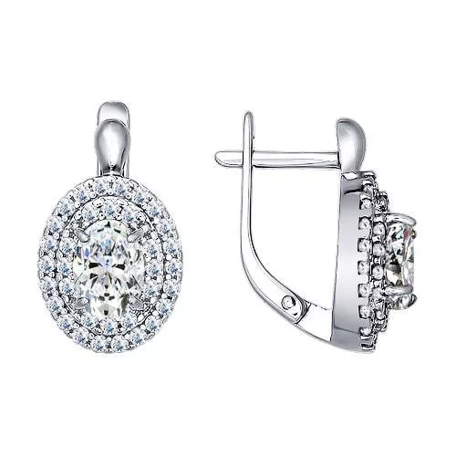 Серьги из серебра с фианитами