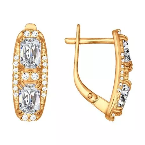 Серьги из золочёного серебра с фианитами