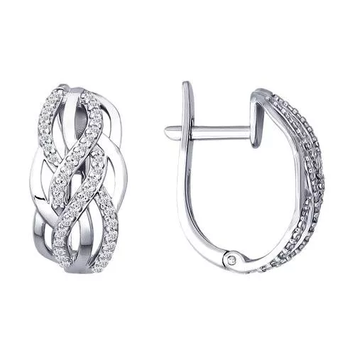 Серьги из серебра с фианитами