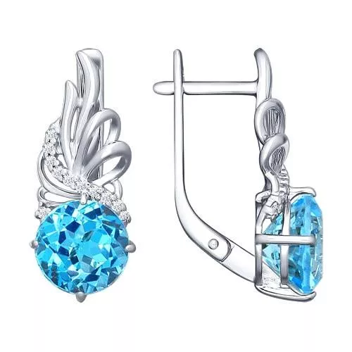 Серьги с крупным топазом