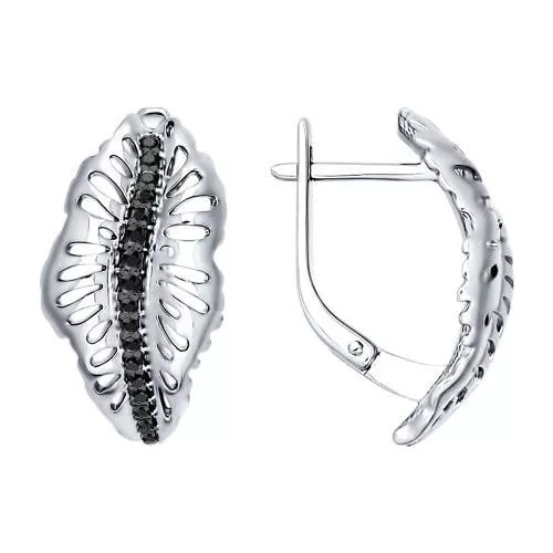 Серьги из серебра с фианитами