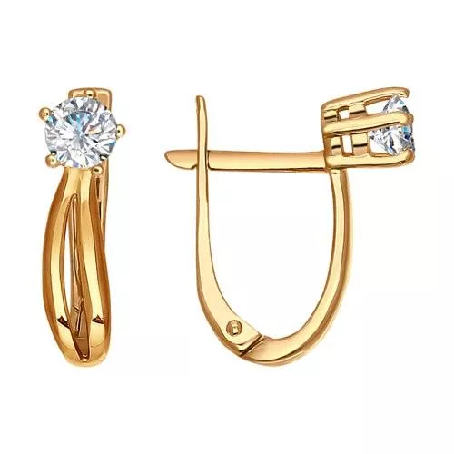 Серьги из золочёного серебра с фианитами