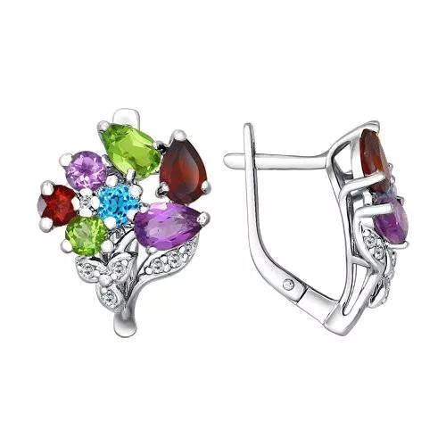 Серьги из серебра с миксом камней