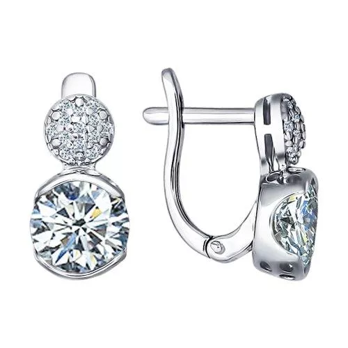 Серьги из серебра с фианитами